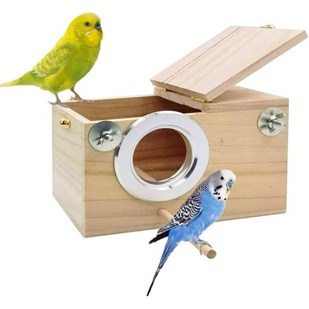 kathson Parakeet Nest Box Budgie Nesting House Cockatiel Breeding Parrots Mating Box for Lovebirds Small and Medium-Sized Birds(S)