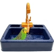 kathson Parrot Bathtub Bird Automatic Bathtub with Faucet Multifunctional Parakeet Shower Box Bird Bathing Tub Pool Toy with Fountain for Small Medium Birds Cockatiel Lovebird Budgie,Sapphire Blue
