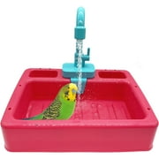 kathson Parrot Bathtub Bird Automatic Bathtub with Faucet Multifunctional Parakeet Shower Box Bird Bathing Tub Pool Toy with Fountain for Small Medium Birds Coc