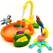 kathson Parrot Bathtub Bird Automatic Bathtub with Faucet Multifunctional Parakeet Shower Box Bird Bathing Tub Pool Toy with Fountain for Small Medium Birds Parakeet Cockatiel Lovebird Budgie