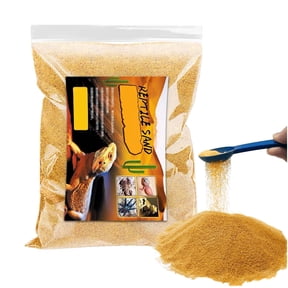 kathson Reptile Sand Bearded Dragons Substrate Sands Lizard Terrarium Bedding Desert Blend for Snakes Geckos Chameleon Tortoise Frogs Scorpion Invertebrates Amphibian 2.2lb(Yellow)