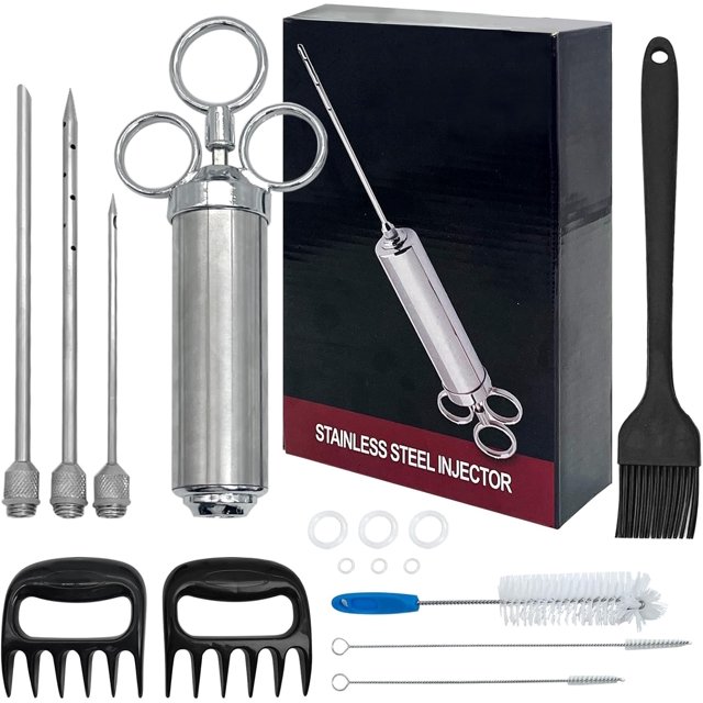 kathson Stainless Steel Turkey Injection Kit Meat Injectors Syringe for