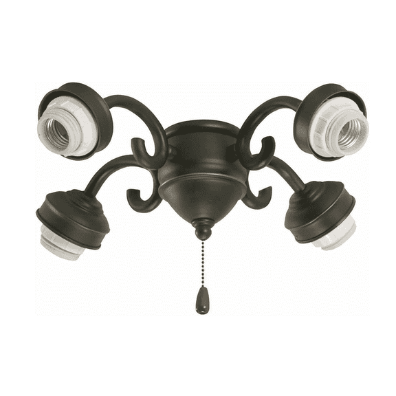kathy ireland HOME 4-Light Transitional Fitter for Ceiling Fan | Metal Light Fixture with Four Decorative Arms | Dimmable with A19 Bulbs, Golden Espresso F490GES