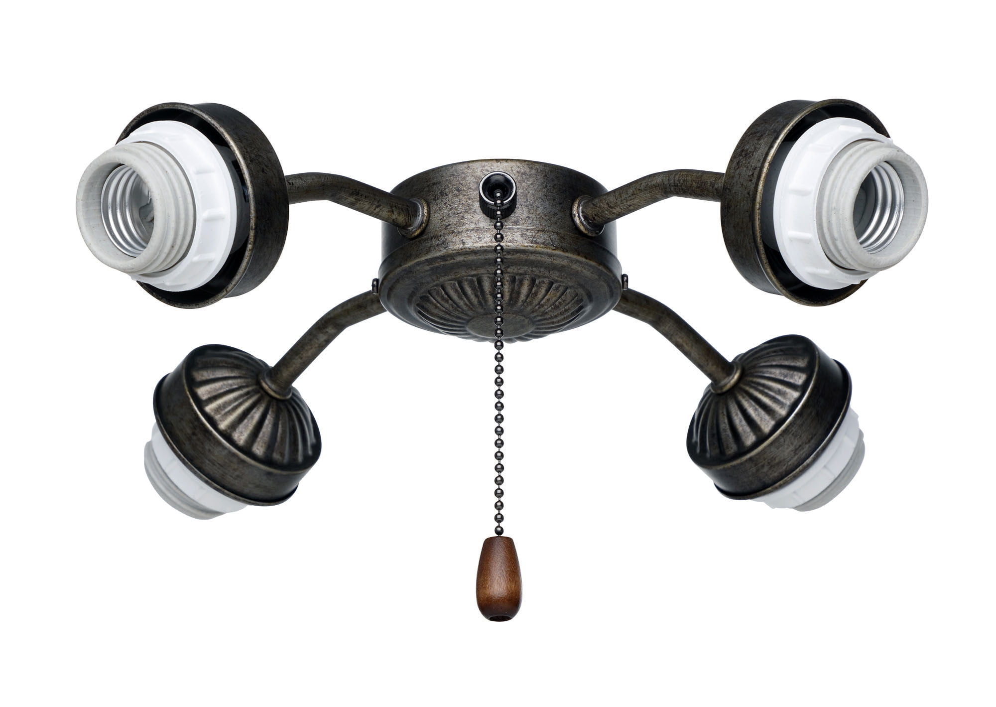 4-Light Antique Brass Ceiling Fan Fitter LED Light Kit 4-Light Antique Brass Ceiling Fan Fitter LED Light Kit