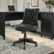 kathy ireland® Home by Bush Furniture Bennington Mid Back Tufted Office Chair in Black Leather