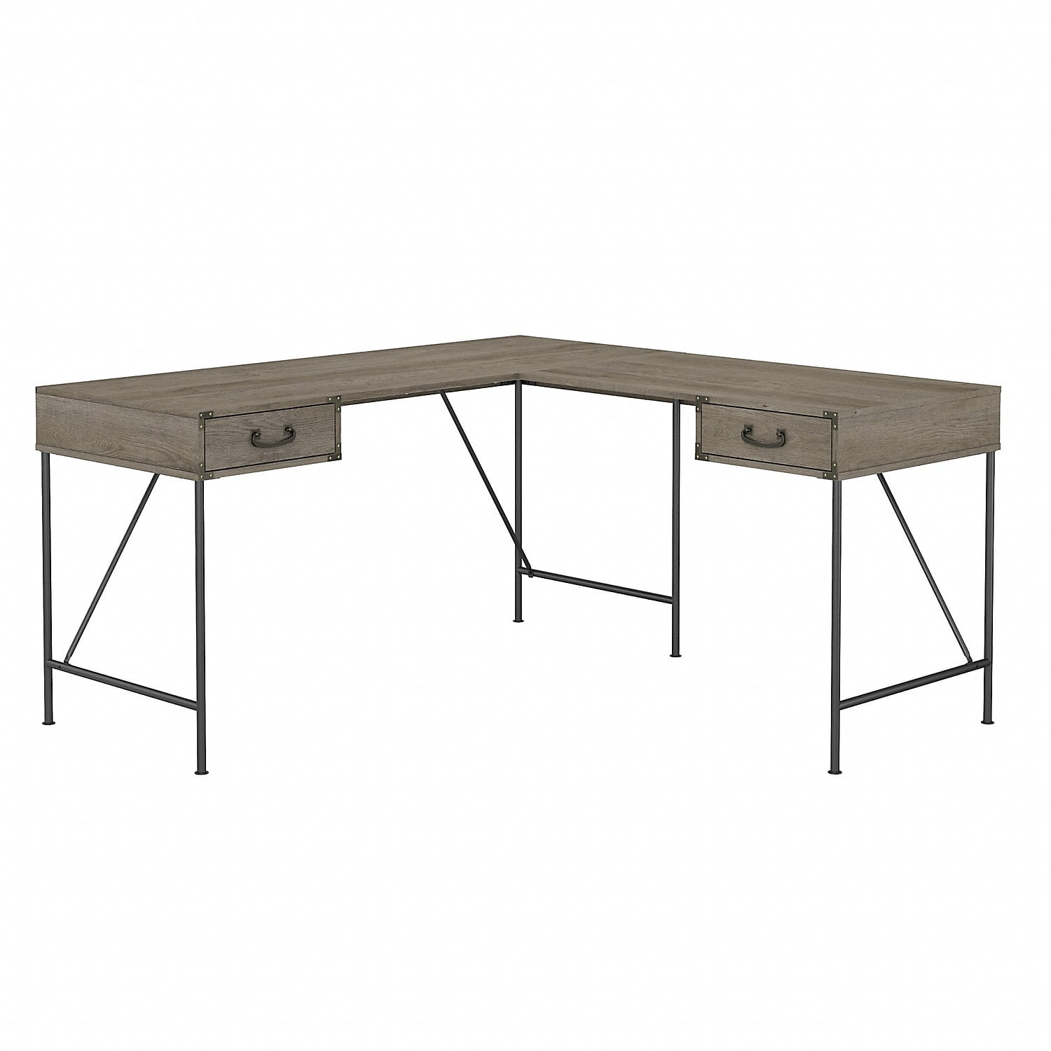 kathy ireland Home by Bush Furniture Ironworks 60 L Shaped Writing Desk Restored Gray KI50312 03