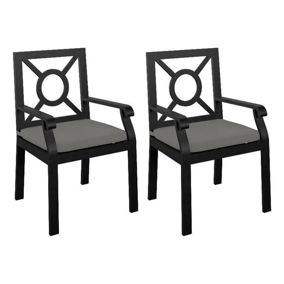 kathy ireland Madison Ave. Aluminum Dining Armchairs with Cushions in Gray