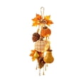 thumbnail image 1 of katior Rustic Wooden Pumpkin Door Hanging with Warm LED Lights 21.7in, Harvest Fall Farmhouse Decor with Autumn Leaves for Porch Entryway, 1 of 5