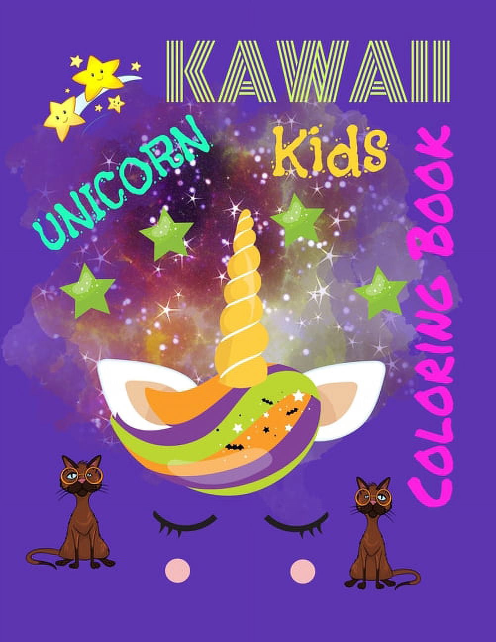 kawaii unicorn kids coloring book : Cute Kawaii Coloring Pages for Kids With Unicorns, birds, fish and a lot of funny designs. Girly Kawaii Gift for Fun and Relaxation (Paperback)