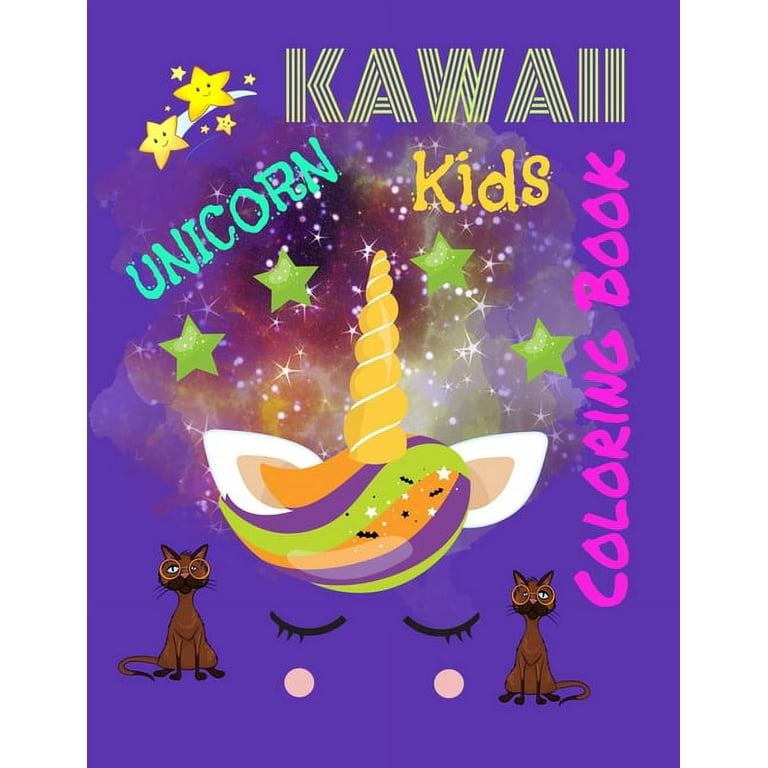 kawaii unicorn kids coloring book : Cute Kawaii Coloring Pages for Kids  With Unicorns, birds, fish and a lot of funny designs. Girly Kawaii Gift  for Fun and Relaxation (Paperback) 