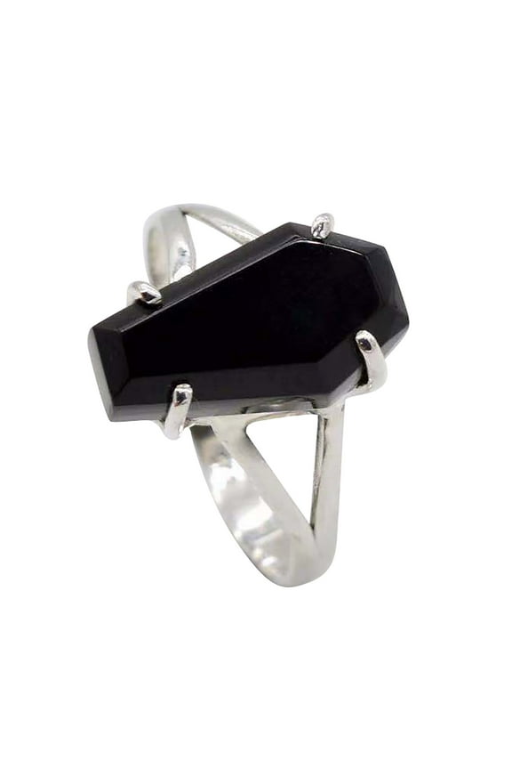 Creative Amazing Coffin Ring Black Zircon Coffin Ring 10x17 Mm Gemstone Ring Coffin Engagement Ring