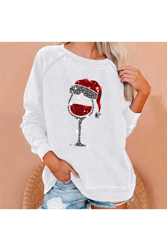 Fall Clothes For Women Fashion Women Casual O-neck Printing Long-sleeved Sweatshirt White
