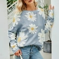 thumbnail image 1 of kayannuo Fall Clothes For Women Fashion Women's Daisy Printed Long Casual Pullover Loose Long Sleeve Sweater Gray, 1 of 6