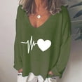 thumbnail image 1 of kayannuo Fall Clothes For Women Women Fashion Casual Print V-Neck Loose Long Sleeve T-shirt Top Blouse Pullover Green, 1 of 6