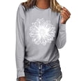 thumbnail image 1 of kayannuo Fall Clothes For Women Women Top Casual Long Sleeve Daisy O-neck Sweatshirt Pullover Blouse Gray, 1 of 4