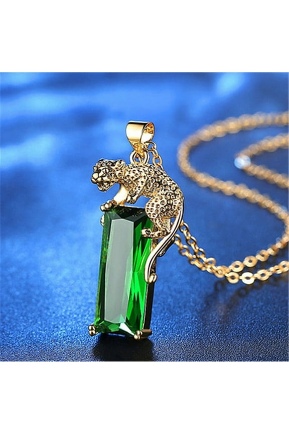 Fine Beauty Necklace Gold Leopard Pendant Gemstone Jewelry Fashion PersonalityFi