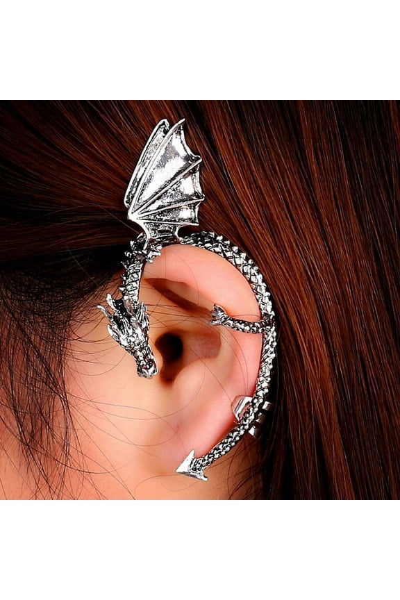 Metal Dragon Bite Ear Cuff Wrap Earring Gothic Punk Temptation Earring SL