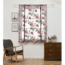 kayannuo Rod Liftable Kitchen Bathroom Window Roman Curtain Floral Sheer Voile Valances