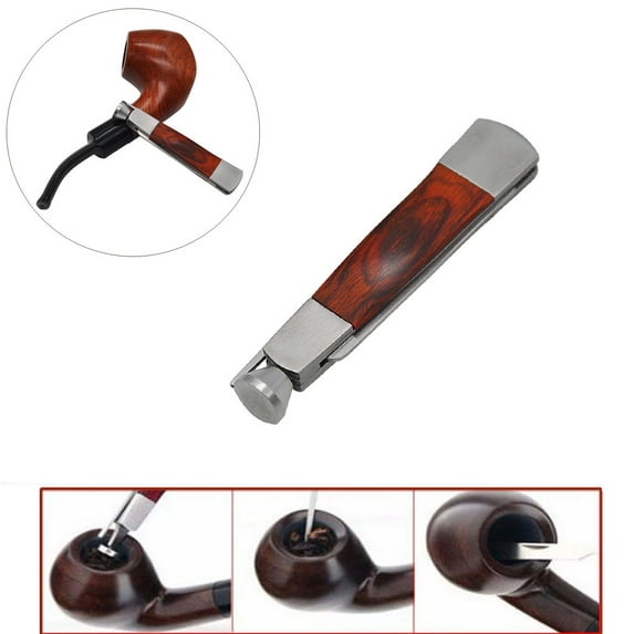 kayannuo Tobacco Smoking 3in1 Red Wood Stainless Steel Pipe Cleaning Reamer Tamper Tool