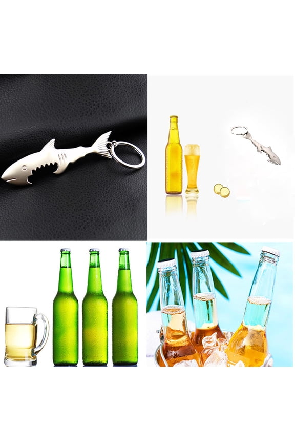 Unisex Creative Beer Bottle Shark Bottle Opener Easy Open Keychain Keyring Gift