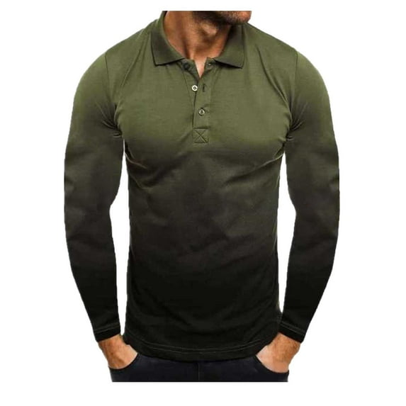 kayannuo Womens Tops Long Sleeve Shirts Fall Men's Printing Turn-Down Collar Pullover Tops Casual Slim Fit Basic Long Sleeve T-Shirt Army Green