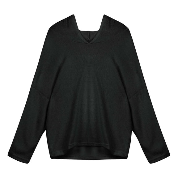 kayannuo Womens Tops Long Sleeve Shirts Fall Women Fashion Loose Large Size Solid Color Hood Long Sleeves Sweater Tops Black