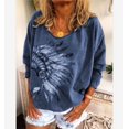 thumbnail image 1 of Kayannuo Clearance Womens Tops Long Sleeve Shirts Fall Clearance Women Fashion O-neck Pullover Casual Loose Printed Long Sleeve Tops Blouse Blue, 1 of 9