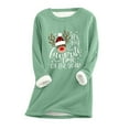 thumbnail image 1 of kayannuo Womens Tops Long Sleeve Shirts Fall Women O-Neck Loungewear Nightgowns Long Sleeve Halloween Print Fall Fleece Tops Dark Gray, 1 of 2