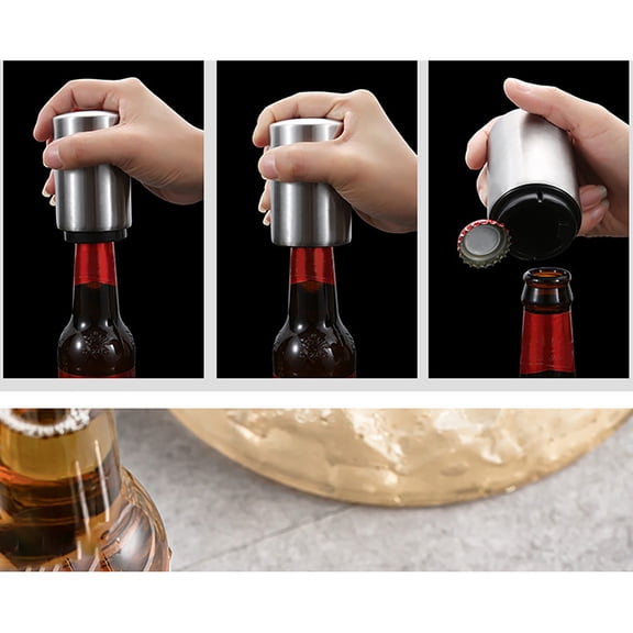 kcavykas 3 Pack Stainless Steel Automatic Bottle Opener Multifunctional Beer Cap Remover Easy Press Kitchen Bar Tool Today’s Must-Have Bargains