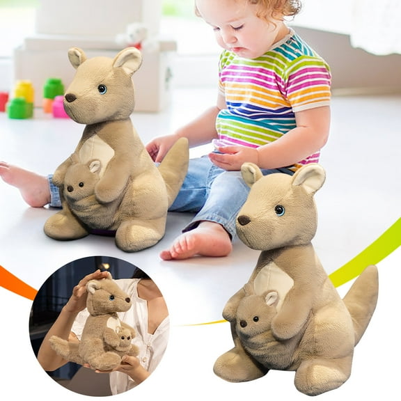 kcavykas Best Toys for Ages 3-8 Realistic Kangaroo Toys Set – Soft Mother and Baby Doll, Decorative Toys for Display or Play 22CM
