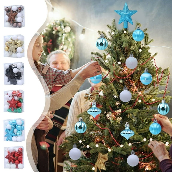 kcavykas Christmas Ball Ornaments 31pcs – Multicolor Shatterproof Plastic, Variety of Styles, Lightweight, Hanging Tree Decorations for Home, School, Office, 1.97"