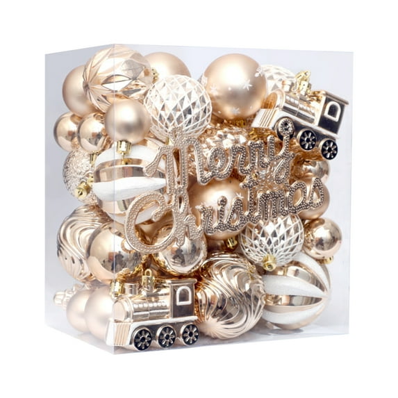 kcavykas Christmas Decorations 65PC Holiday Painted Christmas Ball Ornaments Set Shatterproof Matte Gloss Mixed Sizes Assorted Red Gold Green Tree Decorations Christmas Ornaments Home Decor Gift