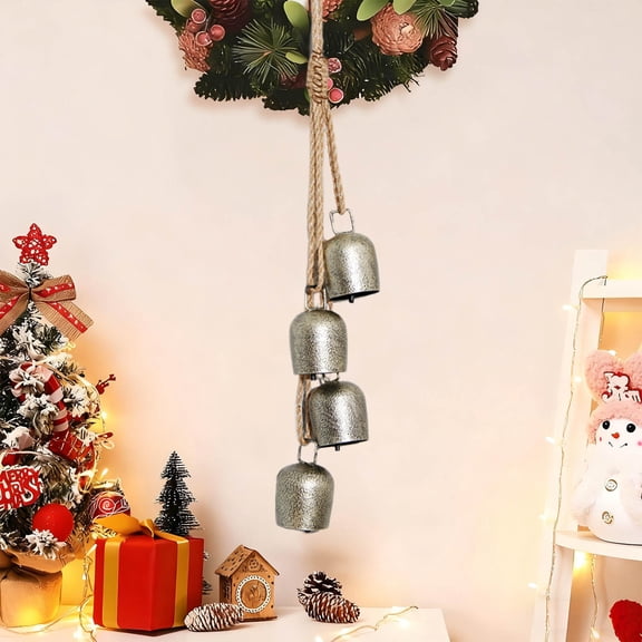 kcavykas Christmas Decorations Christmas Cow Bell Hanging Ornament Rope Shabby Chic Metal Trumpet Horn Pendant Retro Farmhouse Rustic Holiday Decoration for Tree Door Porch Mantel Home Decor