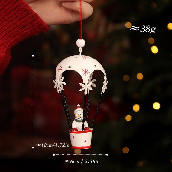 kcavykas Christmas Decorations Holiday Christmas Tree Ornament Santa Claus Hot Air Balloon Iron Metal Hanging Decoration Rustic Vintage Style Christmas Tree Hanging Accent Indoor Outdoor Home Decor