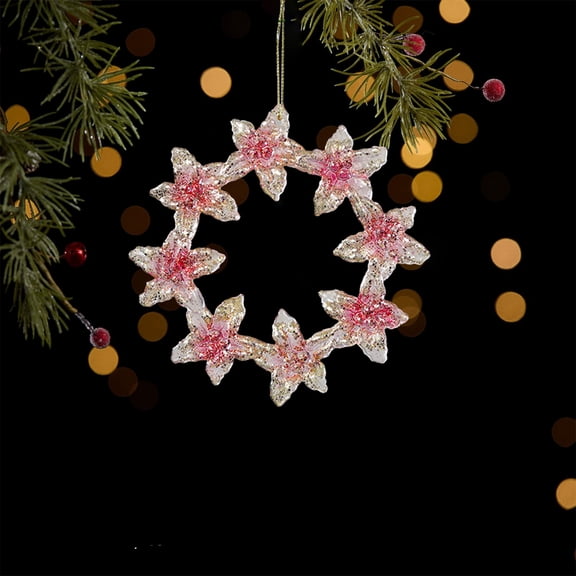kcavykas Christmas Decorations Holiday Decor Christmas Tree Pendant Snowflake Flower Garland and Bowknot Shaped Hanging Ornaments for Tree Indoor Outdoor Rustic Elegant Gift Tree Ornaments