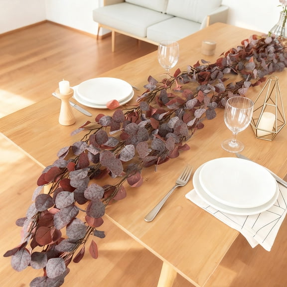 kcavykas Christmas Ornaments Artificial Plants Faux Eucalyptus Hanging Garland Vine, Realistic Money Leaf Vines Artificial Greenery With Long Trailing Stems, Indoor Outdoor Wall Table Home Decor