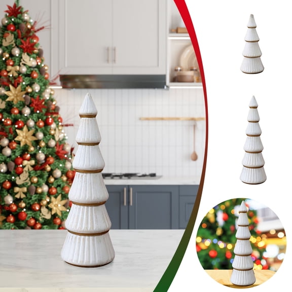 kcavykas Christmas Ornaments Christmas Decor Wooden Tree Ornament White Tabletop Holiday Decor Rustic Mini Christmas Tree Decoration for Fireplace Mantel Family Gatherings Indoor Outdoor Home Accent