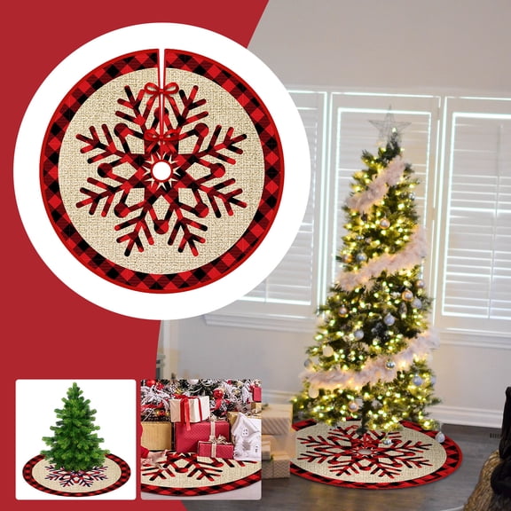 kcavykas Christmas Ornaments Christmas Tree Skirt Red Snow Printed Tree Skirt Home Christmas Tree Decoration Christmas Decorations Indoor 90 cm/35.4 in Party Supplies