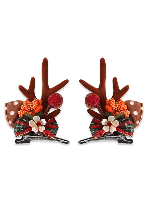 Christmas Ornaments Holiday Children's Christmas Antler Hair Clip Cute Reindeer Bow Glitter Felt Non-Slip Alligator Clip Kids Holiday Hair Accessory Stocking Stuffer Party Favor