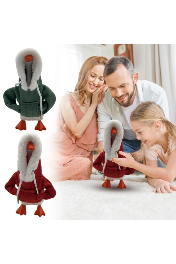 Christmas Ornaments Novelty Desktop Goose Hoodie 7in Mini Porch Goose Costume Accessory Magnetic Goose Keychain Clothing Tabletop Desk Decoration Gift Funny Office Home Decor