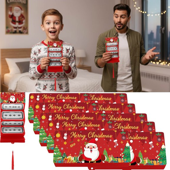 kcavykas Christmas Stockings 5PC/10PC Christmas Red Envelope Money Box 10-Card Slot Holiday Surprise Party Gift Storage Organizer, Festive Money Envelope Holder for Home Holiday Parties