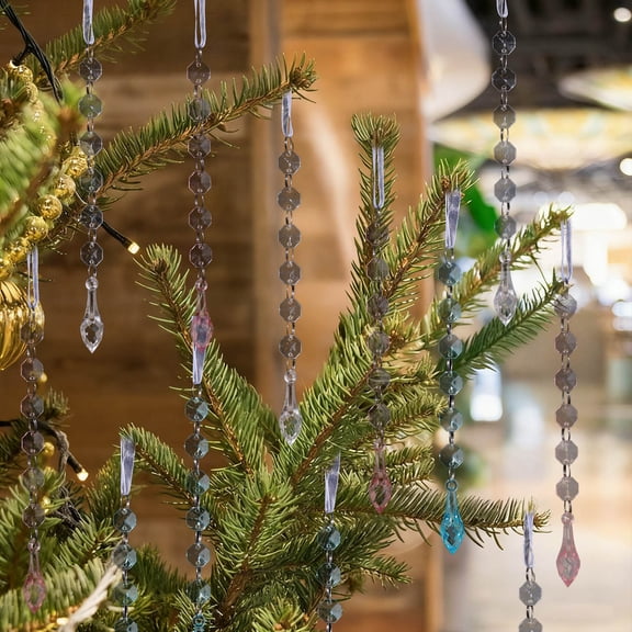 kcavykas Christmas Stockings 6PC Holiday Acrylic Snowflake Icicle Ornaments Crystal-Look Water Drop Hanging Pendants for Christmas Tree, Home, Window, Garland Decoration, Clear Holiday Decor