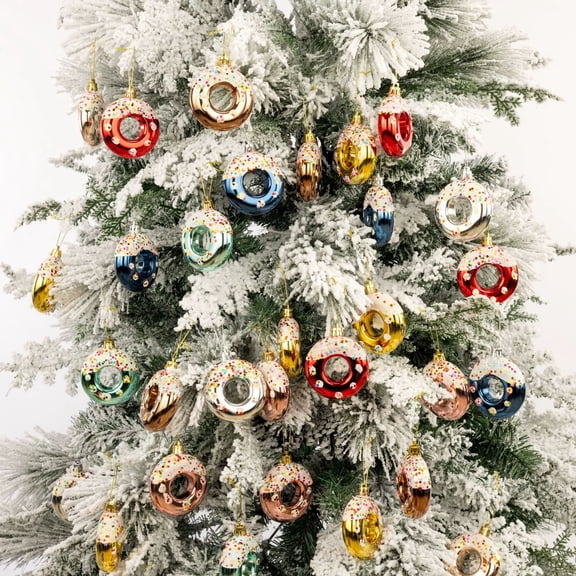 kcavykas Christmas Stockings Christmas Holiday Tree Topper Star Ornament Plastic Donut Candy Bagel Sweet Treat Hanging Tree Pendant Novelty Lightweight Holiday Decoration Home Party