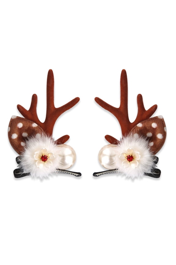Christmas Stockings Holiday Children's Christmas Antler Hair Clip Cute Reindeer Bow Glitter Felt Non-Slip Alligator Clip Kids Holiday Hair Accessory Stocking Stuffer Party Favor