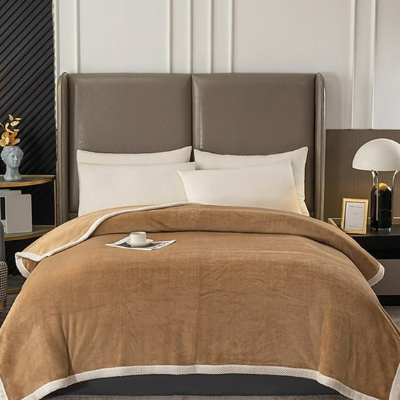 kcavykas Cozy High-Density Flannel Air-Conditioning Blanket, Plush Cooling Comforter for Naps and Office Use, Soft and Comfortable for All Seasons - 78.74x59.05in Khaki