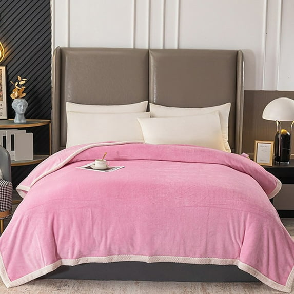 kcavykas Cozy High-Density Flannel Air-Conditioning Blanket, Plush Cooling Comforter for Naps and Office Use, Soft and Comfortable for All Seasons - 78.74x59.05in Pink
