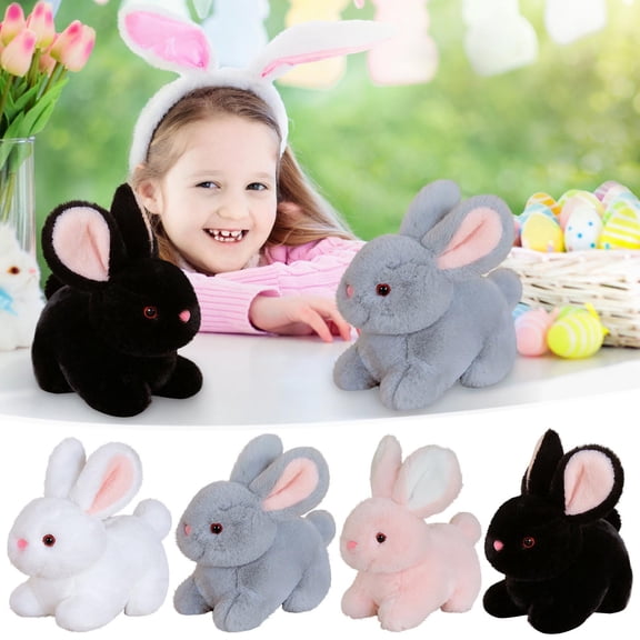 kcavykas Educational Toys Bunny Plush Toy, Stuffed Rabbit Doll, Cute White Easter Bunny, Soft Cuddly Animal Toy, Adorable Holiday Gift for Kids, Easter Basket Filler for Girls Boys