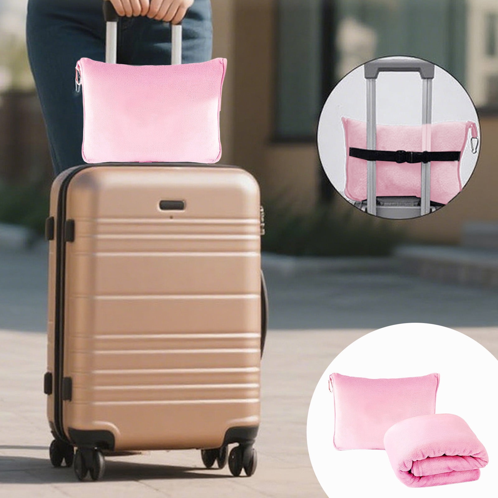 kcavykas Foldable 2-in-1 Travel Blanket with Storage Bag, Soft