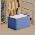 thumbnail image 1 of kcavykas Foldable Closet Organizer with Lid Fabric Storage Box for Bedroom Clothes Stackable Container with Handles Shelf Organizer Space Saver Navy A, 1 of 6