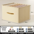 thumbnail image 1 of kcavykas Foldable Fabric Storage Box with Wooden Handle Clothes Organizer for Wardrobe Pants Quilts Stackable Container Storage Containers Easy to Clean Beige XL, 1 of 6